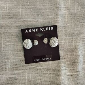 Anne Klein Silver Crystal Front-to-Back Earrings Set